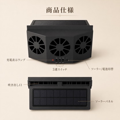 Ryo Air |ソーラー＆充電式 車載ファン